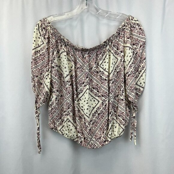 love, Fire Tops - Love Fire Womens Off Shoulder Floral 3/4 Sleeve Pullover Blouse Top Size Small